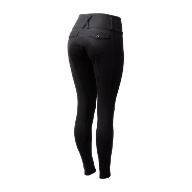 Pantalon d'équitation Horze Leonie à fond intégral femme en daim végétalien Noir
