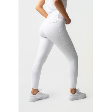 Pantalon d'équitation Horze Leonie fond intégral femme Blanc brillant