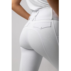 Pantalon d'équitation Horze Leonie fond intégral femme Blanc brillant