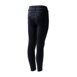 Pantalon d'équitation thermique full grip Horze Rhea enfant poches arrière Blueberry Bleu