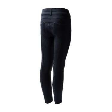 Pantalon d'équitation thermique full grip Horze Rhea enfant poches arrière Blueberry Bleu