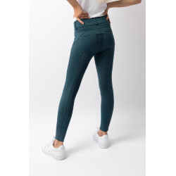 Pantalon d'équitation thermique full grip Horze Rhea enfant poches arrière Vert d'eau foncé