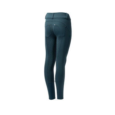 Pantalon d'équitation thermique full grip Horze Rhea enfant poches arrière Vert d'eau foncé