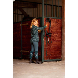 Pantalon d'équitation thermique full grip Horze Rhea enfant poches arrière Vert d'eau foncé