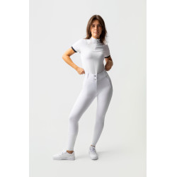 Pantalon fond intégral grip toutes saisons Horze Mira Blanc / bleu turquoise Pantalon fond intégral grip toutes saisons Horze Mira Blanc / bleu turquoise
