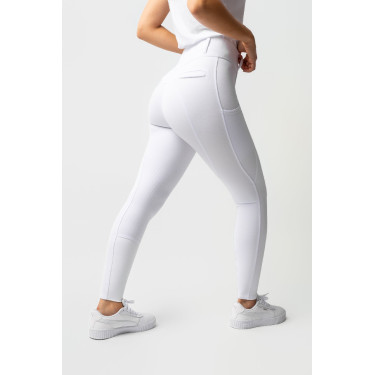 Pantalon fond intégral grip toutes saisons Horze Mira Blanc / bleu turquoise Pantalon fond intégral grip toutes saisons Horze Mira Blanc / bleu turquoise