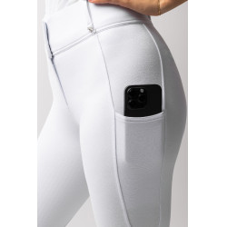 Pantalon fond intégral grip toutes saisons Horze Mira Blanc / bleu turquoise Pantalon fond intégral grip toutes saisons Horze Mira Blanc / bleu turquoise