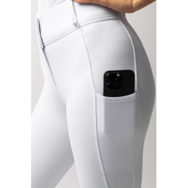 Pantalon fond intégral grip toutes saisons Horze Mira Blanc / bleu turquoise Pantalon fond intégral grip toutes saisons Horze Mira Blanc / bleu turquoise