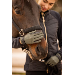 Gants d'équitation B Vertigo Laia femme avec logo imprimé Vert scarabée