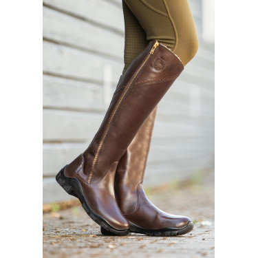 Bottes fourrées cuir Horze Aspen femme Marron foncé