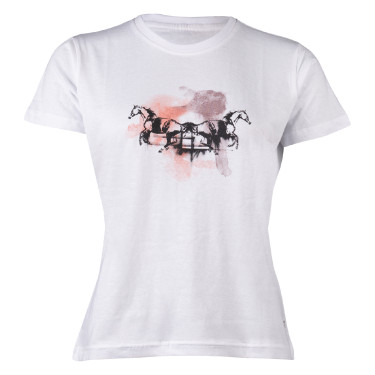 T-shirt HKM femme Running Horse manches courtes Blanc