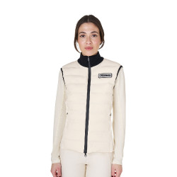 Veste sans manches femme Equestro zippé en mélange technique Blanc antique Beige