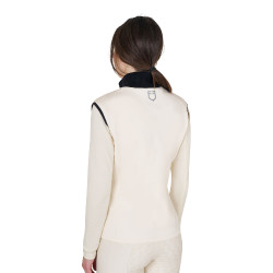Veste sans manches femme Equestro zippé en mélange technique Blanc antique Beige