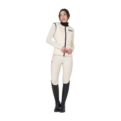 Veste sans manches femme Equestro zippé en mélange technique Blanc antique Beige