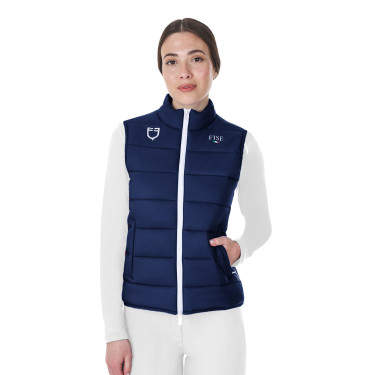 Veste sans manches femme Equestro x FISE coupe slim Marine blazer Bleu marine