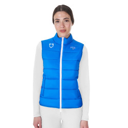 Veste sans manches femme Equestro x FISE coupe slim Bleu de savoie Veste sans manches femme Equestro x FISE coupe slim Bleu de savoie