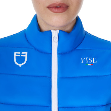 Veste sans manches femme Equestro x FISE coupe slim Bleu de savoie Veste sans manches femme Equestro x FISE coupe slim Bleu de savoie