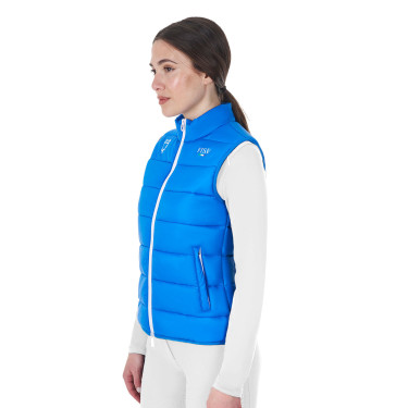 Veste sans manches femme Equestro x FISE coupe slim Bleu de savoie Veste sans manches femme Equestro x FISE coupe slim Bleu de savoie