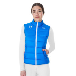 Veste sans manches femme Equestro x FISE coupe slim Bleu de savoie Veste sans manches femme Equestro x FISE coupe slim Bleu de savoie