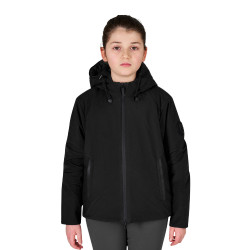 Veste enfant unisexe Equestro imperméable et coupe-vent en nylon Noir Veste enfant unisexe Equestro imperméable et coupe-vent en nylon Noir