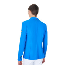 Veste de concours homme Equestro x FISE trois boutons Bleu de savoie Veste de concours homme Equestro x FISE trois boutons Bleu de savoie
