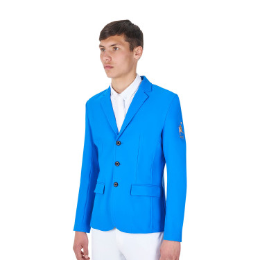 Veste de concours homme Equestro x FISE trois boutons Bleu de savoie Veste de concours homme Equestro x FISE trois boutons Bleu de savoie