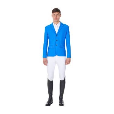 Veste de concours homme Equestro x FISE trois boutons Bleu de savoie Veste de concours homme Equestro x FISE trois boutons Bleu de savoie