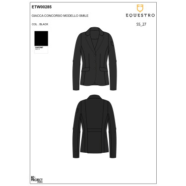 Veste de concours femme Equestro avec logo embossé Noir