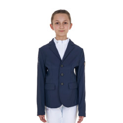 Veste de concours enfant unisexe Equestro x FISE trois boutons Marine blazer Bleu marine