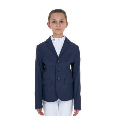 Veste de concours enfant unisexe Equestro x FISE trois boutons Marine blazer Bleu marine