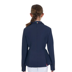 Veste de concours enfant unisexe Equestro x FISE trois boutons Marine blazer Bleu marine