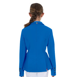 Veste de concours enfant unisexe Equestro x FISE trois boutons Bleu de savoie Veste de concours enfant unisexe Equestro x FISE trois boutons Bleu de savoie