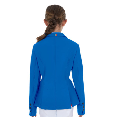 Veste de concours enfant unisexe Equestro x FISE trois boutons Bleu de savoie Veste de concours enfant unisexe Equestro x FISE trois boutons Bleu de savoie
