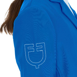 Veste de concours enfant unisexe Equestro x FISE trois boutons Bleu de savoie Veste de concours enfant unisexe Equestro x FISE trois boutons Bleu de savoie