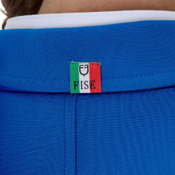 Veste de concours enfant unisexe Equestro x FISE trois boutons Bleu de savoie Veste de concours enfant unisexe Equestro x FISE trois boutons Bleu de savoie