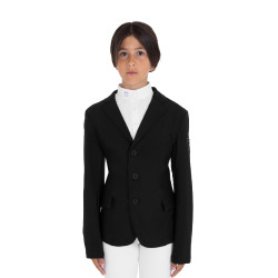 Veste de concours enfant Equestro coupe slim trois boutons Noir