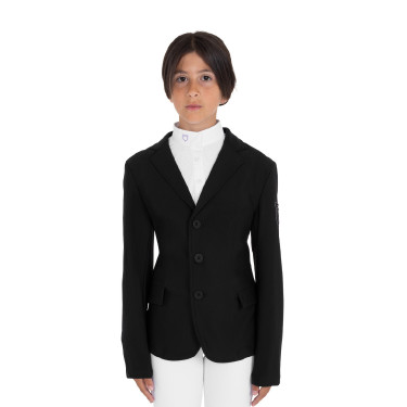 Veste de concours enfant Equestro coupe slim trois boutons Noir