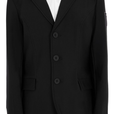 Veste de concours enfant Equestro coupe slim trois boutons Noir