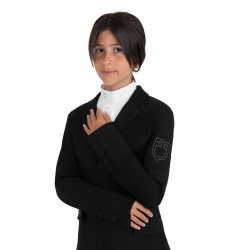 Veste de concours enfant Equestro coupe slim trois boutons Noir