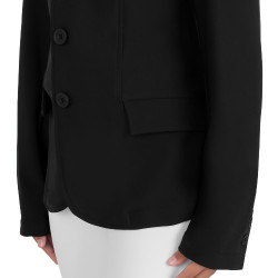 Veste de concours enfant Equestro coupe slim trois boutons Noir