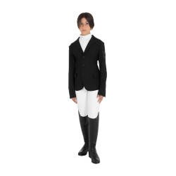 Veste de concours enfant Equestro coupe slim trois boutons Noir