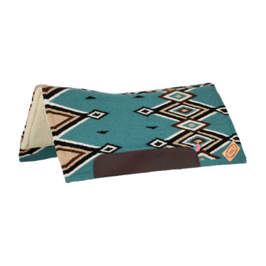 Tapis western Pool’s ergonomique contour laine Turquoise / noir Bleu