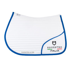 Tapis de saut Equestro x FISE avec logo brodé Blanc / bleu de savoie Tapis de saut Equestro x FISE avec logo brodé Blanc / bleu de savoie