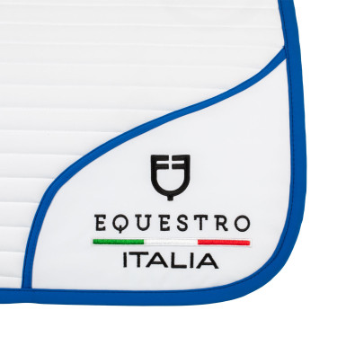 Tapis de saut Equestro x FISE avec logo brodé Blanc / bleu de savoie Tapis de saut Equestro x FISE avec logo brodé Blanc / bleu de savoie