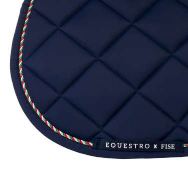 Tapis de saut Equestro x FISE avec liseré drapeau italien Marine blazer Bleu marine