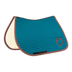 Tapis de saut Equestro matelassé Wave en tissu technique Coral bleu / marron