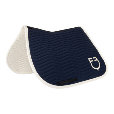 Tapis de saut Equestro matelassé Wave en tissu technique Marine blazer / blanc antique Bleu marine