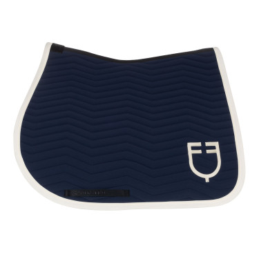 Tapis de saut Equestro matelassé Wave en tissu technique Marine blazer / blanc antique Bleu marine