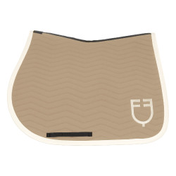 Tapis de saut Equestro matelassé Wave en tissu technique Oxford tan / blanc antique