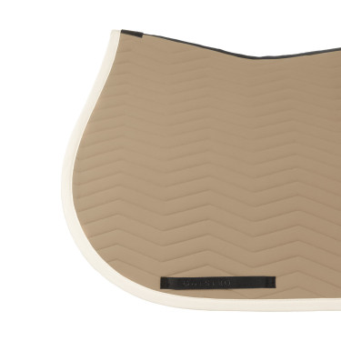Tapis de saut Equestro matelassé Wave en tissu technique Oxford tan / blanc antique